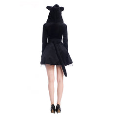Women's Adult Hooded Cat Costume Fancy Halloween Party Dress - INSWEAR