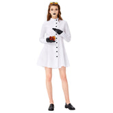 Women Halloween White Lab Coat Long Sleeve Fancy Cosplay Costume - INSWEAR