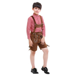 Halloween Boys Oktoberfest Costume Bavarian Boys Uniform Lederhosen Cosplay Outfit - INSWEAR