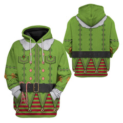 Unisex Christmas Hoodies 3D Print Pullover Sweatshirt Outfit Christmas Elf Cosplay Casual Outerwear - INSWEAR