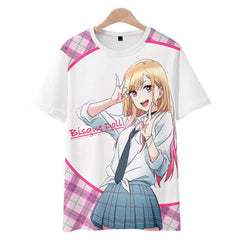 Anime My Dress-Up Darling T-shirt Kitagawa Marin Printed Summer O-neck T-shirt Casual Street 3D Print Shirts - INSWEAR