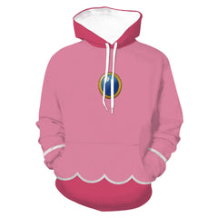 Super Mario Bros Princess Peach Cosplay Hoodie Printed Hooded Sweatshirt Men Women Casual Pullover Hoodie