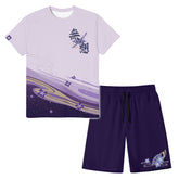 Genshin Impact Raiden Shogun Raiden Ei Cosplay T-shirt Shorts Sets Cosplay Costume Kids Outfits Halloween Carnival Party Suit