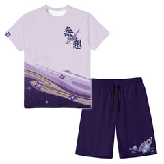 Genshin Impact Raiden Shogun Raiden Ei Cosplay T-shirt Shorts Sets Cosplay Costume Kids Outfits Halloween Carnival Party Suit