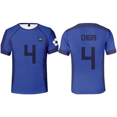 BLUE LOCK Chigiri Hyoma Cosplay Costume Printed T-shirt Casual Short Sleeve Shirt