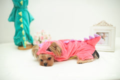 Pet Plush Outfit Dinosaur Costume with Hood for Small Dogs & Cats Jumpsuit Winter Coat Warm Clothes - INSWEAR