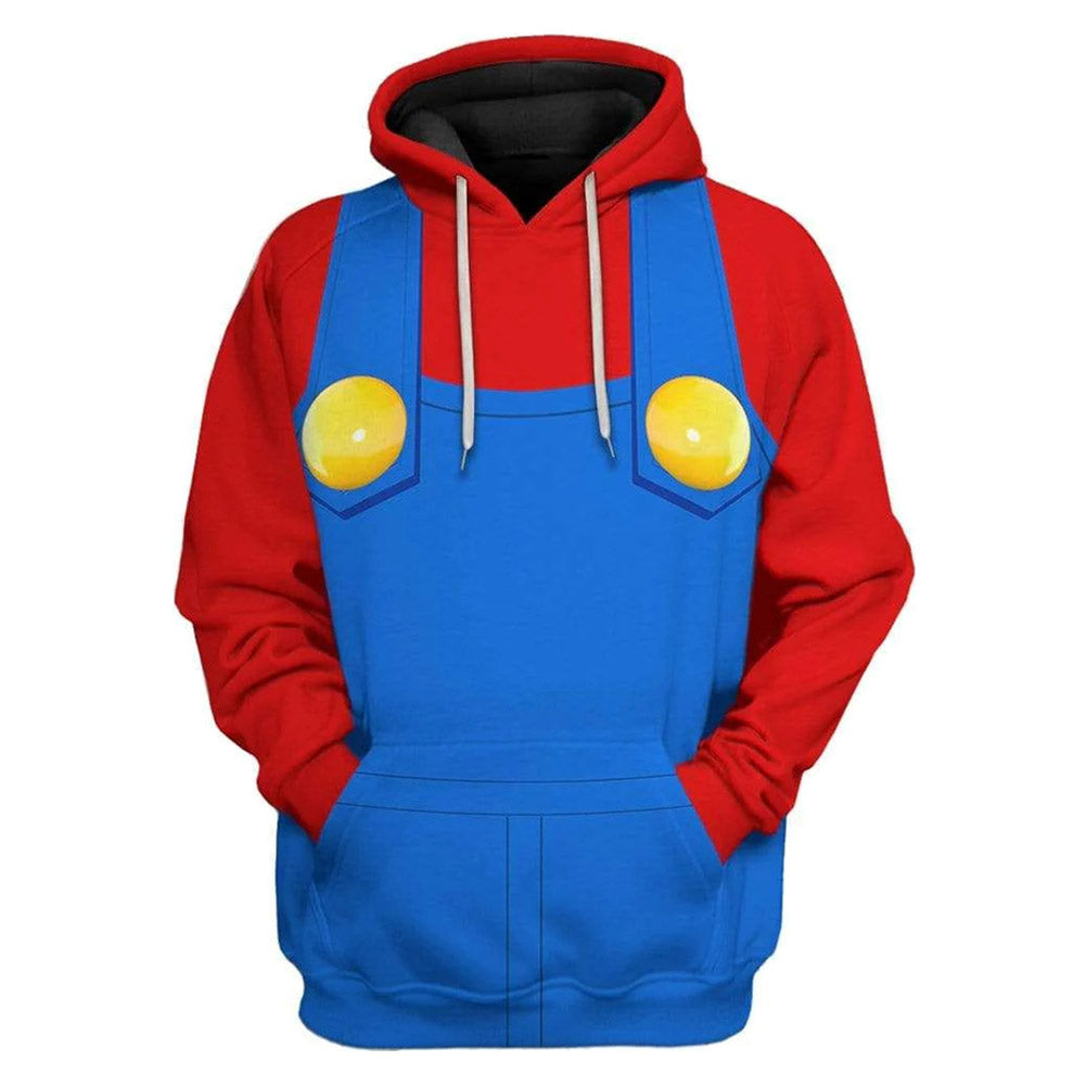 Super Mario Bros - Mario Cosplay Hoodie Printed Hooded Sweatshirt Men Women Casual Pullover Streetwear