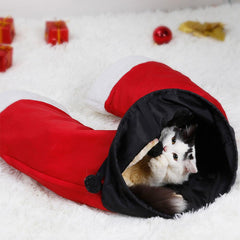 Christmas Pet Toys Santa Pants Pet Cat Tunnel Collapsible 3 Way Play Toy Interative Tube Fun Toys - INSWEAR