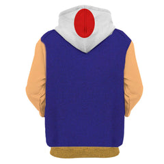 The Super Mario Bros. Toad Cosplay Hoodie Hooded Sweatshirt Casual Streetwear
