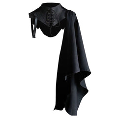 Medieval Men Retro Faux Leather Cape Chest Harness Costume - INSWEAR