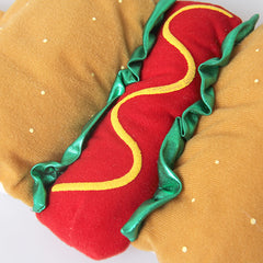 Cute Hot Dog Pet Costume Dog Cat Wiener Bun Halloween Funny Food Outfit - INSWEAR