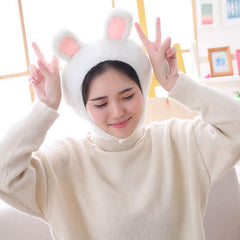 Plush Rabbit Ears Frog Hat Cap Costume Fuzzy Furry Animal Hats Party Photo Booth Props for Kids and Adults - INSWEAR