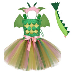 Dinosaur Kids Girls Cosplay Costume Dress Outfits Pink Dress Halloween Carnival Party Suit
