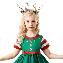 Girls Christmas Snow Elf Dress Cosplay Costume Outfits Halloween Carnival Party Suit - INSWEAR