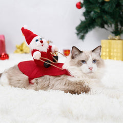 Funny Cute Pet Costume Santa Riding Cat Dog Outfits Christmas Party Clothes Fancy New Year Clothes - INSWEAR