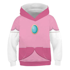 The Super Mario Bros. Peach Kids Girls Cosplay Hoodie Printed Hooded Sweatshirt Casual Streetwear