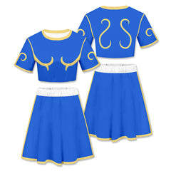 Street Fighter Chun Li Short sleeved short skirt set Cosplay Costume Outfits Halloween Carnival Party Disguise Suit