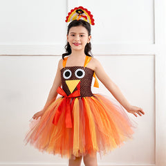 Thanks Giving Day Turkey KIds Girls TUTU Dress Cosplay Dress Halloween Carnival Costume Dress Up - INSWEAR