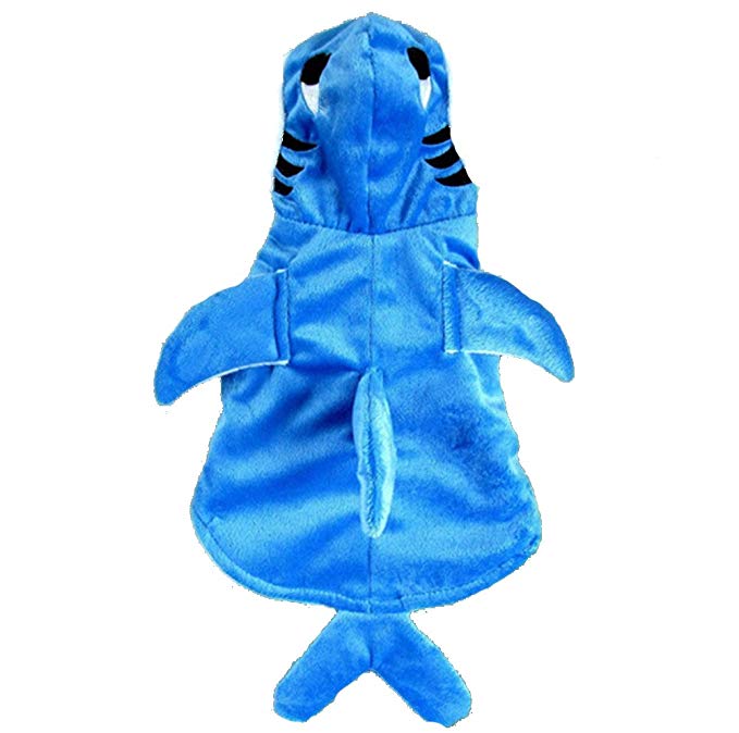Adorable Blue Shark Halloween Pet Costume Hoodie Coat for Dogs and Cats - INSWEAR