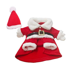 Funny Pet Santa Cosplay Costumes Suit with a Cap, Puppy Fleece Outfits Warm Coat Animal Festival Apparel Clothes - INSWEAR