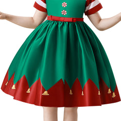 Girls Christmas Snow Elf Dress Cosplay Costume Outfits Halloween Carnival Party Suit - INSWEAR