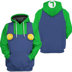 Super Mario Bros Luigi Cosplay Hoodie Printed Hooded Sweatshirt Men Women Casual Pullover Streetwear