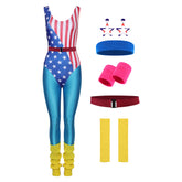 80s 90s Women Vintage Tracksuit Leotard Legging American Independence Day Workout Costume Cosplay Halloween Carnival Suit