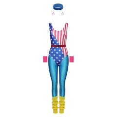 80s 90s Women Vintage Tracksuit Leotard Legging American Independence Day Workout Costume Cosplay Halloween Carnival Suit