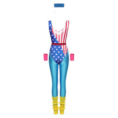80s 90s Women Vintage Tracksuit Leotard Legging American Independence Day Workout Costume Cosplay Halloween Carnival Suit
