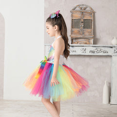 Kids Girls Rainbow Cosplay Costume Dress Outfits Halloween Carnival Party Disguise Suit