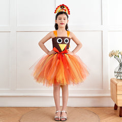 Thanks Giving Day Turkey KIds Girls TUTU Dress Cosplay Dress Halloween Carnival Costume Dress Up - INSWEAR