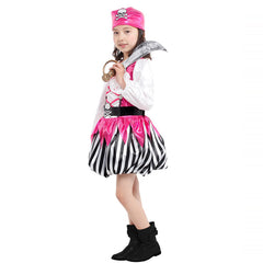 Girl's Halloween Pirate Latern Skirt with Lace Sleeve Pink Pirate Costume - INSWEAR