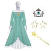 The Super Mario Bros Peach Dress Cosplay Costume Princess Outfits Halloween Carnival Party Disguise Suit