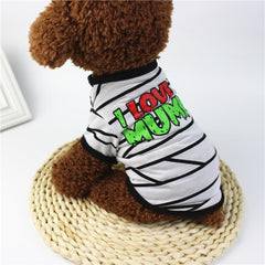 Halloween Small Dogs Yorkies Chihuahua Tank Top Vest Pet Cute Ghost Pattern T-Shirt - INSWEAR