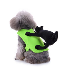 Pet Green Funny Halloween Costume Pet Back with Riding Cat Suit Winter Clothes - INSWEAR