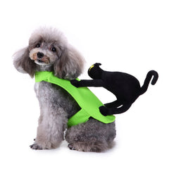 Pet Green Funny Halloween Costume Pet Back with Riding Cat Suit Winter Clothes - INSWEAR