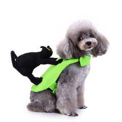 Pet Green Funny Halloween Costume Pet Back with Riding Cat Suit Winter Clothes - INSWEAR