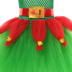 Christmas Elf Cosplay Costume Kids Girls Dress X-mas Carnival Costume Dress Up - INSWEAR