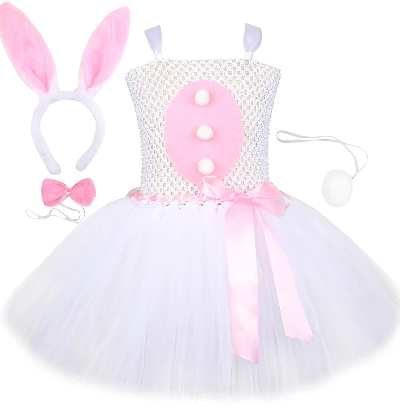 Easter Bunny Tutu Dress Kids Girls Cosplay Dress Halloween Carnival Costume Dress Up - INSWEAR