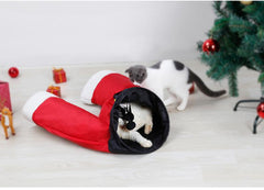 Christmas Pet Toys Santa Pants Pet Cat Tunnel Collapsible 3 Way Play Toy Interative Tube Fun Toys - INSWEAR