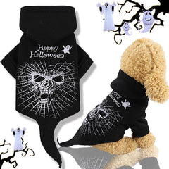 Halloween Pet Hoodie Coat Black Skull Puppy Dog Apparel Outfits Winter Clothes Party Dressing Up - INSWEAR