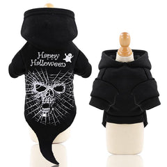 Halloween Pet Hoodie Coat Black Skull Puppy Dog Apparel Outfits Winter Clothes Party Dressing Up - INSWEAR