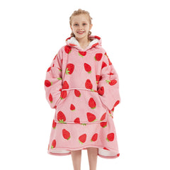 Kids Fruit Series Wearable Hoodie Blankets Oversized Lightweight Warm Cozy Blanket Hoodie Sweatshirt - INSWEAR