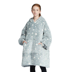Kids Wearable Hoodie Blankets Oversized Lightweight Warm Cozy Blanket Hoodie Sweatshirt - INSWEAR