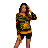 Adult Unisex Halloween Pumpkin Fall and Winter Women Sweater Vest Waistcoat - INSWEAR