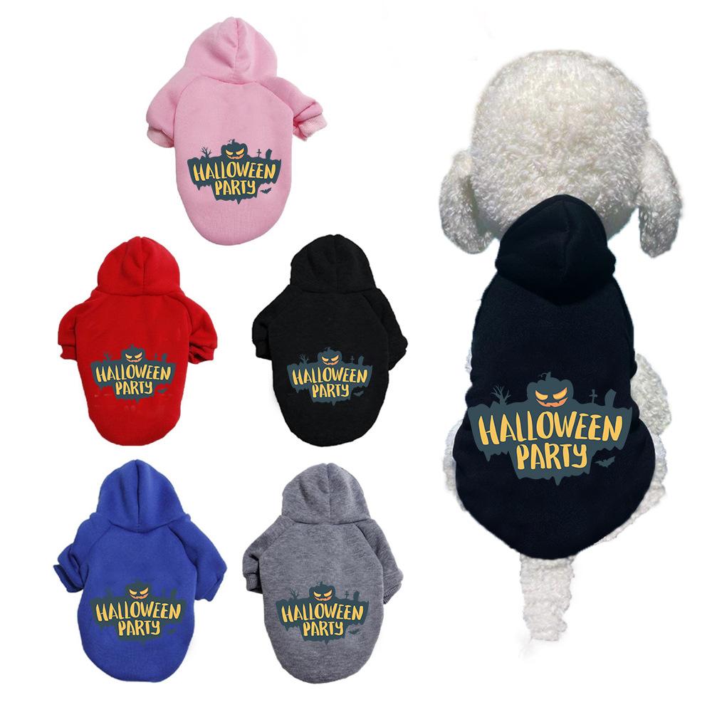 Halloween Dog Clothes Autumn Winter Warm Fleece Hoodie Sweater Puppy Pet Clothes - INSWEAR