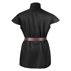 Medieval Renaissance Vintage Men‘s Cosplay Costume Loose Sleevesless Stand Collar Shirt Lace-Up Shirt