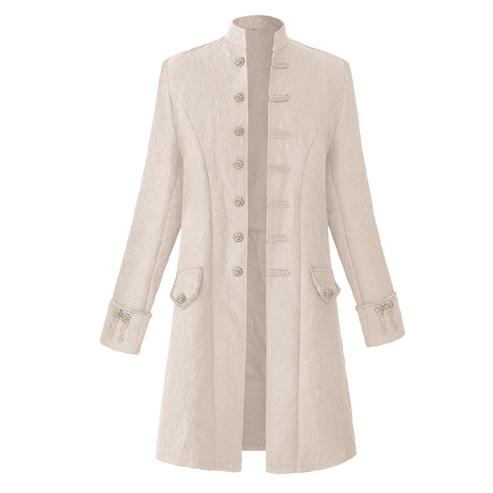 Medieval Vintage Standing Collar Jacquard Jacket Cosplay Costume Halloween Carnival Party Disguise Suit