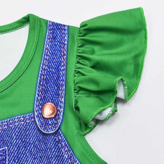 Kids Girls The Super Mario Luigi Cosplay Costume Halloween Carnival Party Disguise Suit