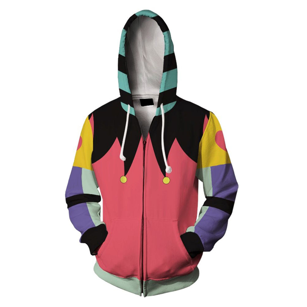 Anime Helluva Boss Fizzarolli Adult Cosplay Printed Hoodie Hooded Sweatshirt Casual Zip Up Hoodie